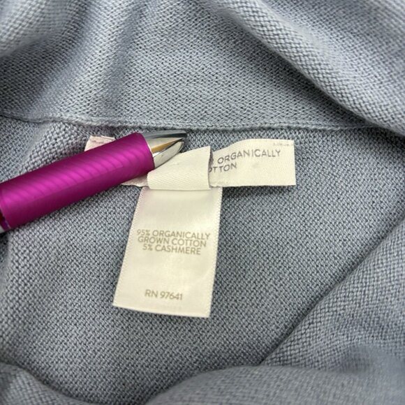 Pure‎ Jill J Jill Blue Organic Cotton Cashmere Cowl Neck Dolman Sleeve Large - Picture 7 of 10